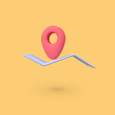 Map and location pin isolated 3d render icon illustration