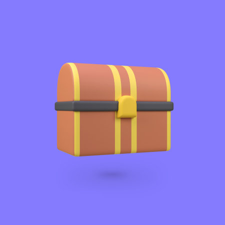Treasure box isolated 3d render icon illustrationの写真素材