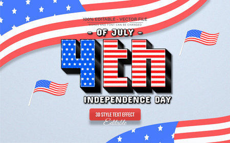 4th of july - independence day 3d text effect editableのイラスト素材