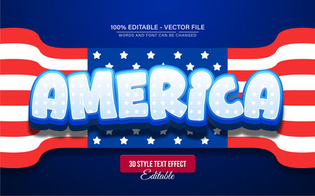 Editable text effect america flag style Independence dayのイラスト素材