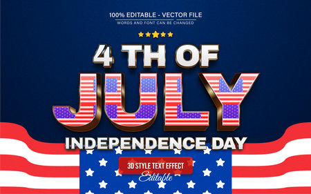 4th of july - USA independence day 3D text effectのイラスト素材