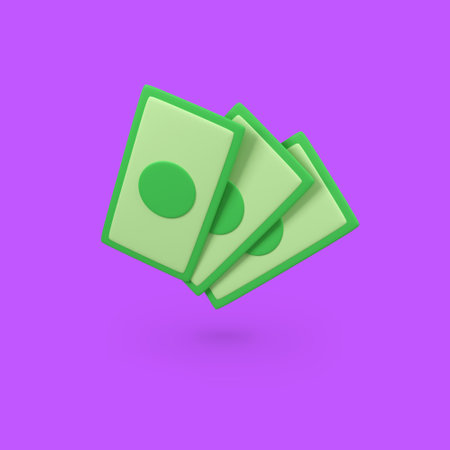 Money or bank note isolated 3d render icon illustration