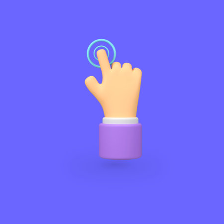 Hand touching and clicking isolated 3d render icon illustrationの写真素材