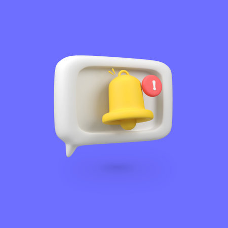 Notification bell and speech bubble isolated 3d render icon illustrationの写真素材