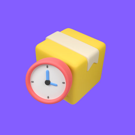 Parcel box with clock isolated 3d render icon illustrationの写真素材