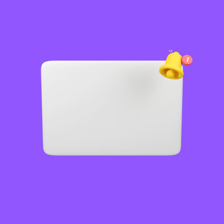Reminder popup bell notification alert isolated 3d render icon illustrationの写真素材