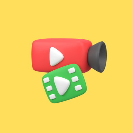 Video camera with lens and button isolated 3d render icon illustrationの写真素材