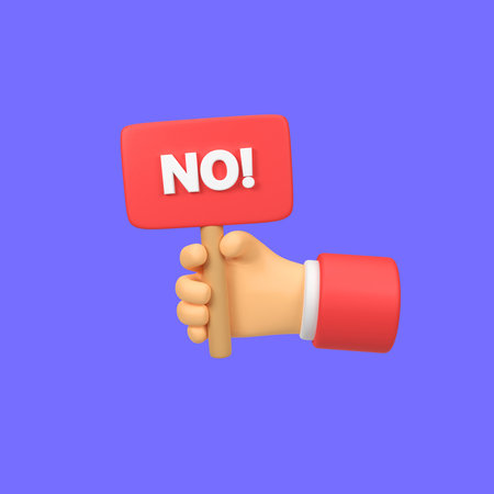 Hand holding No sign isolated 3d render icon illustration