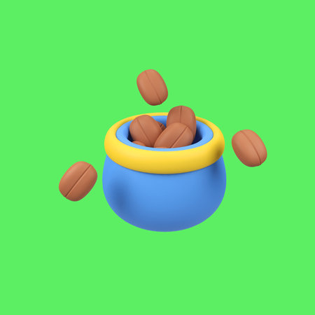 Coffee Beans in Sacks isolated 3d render icon illustrationの写真素材