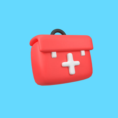 Red Box Medical Medkit Isolated 3D Render Icon Illustrationの写真素材