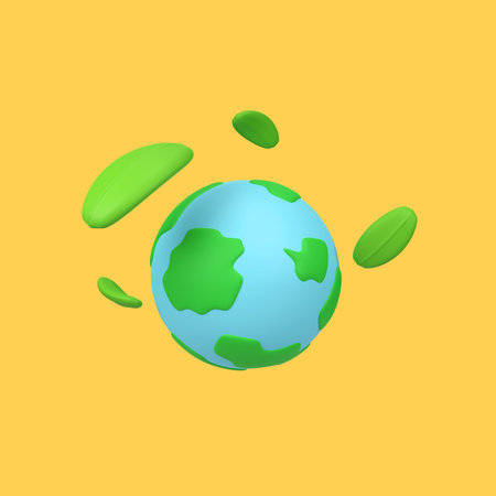 Earth with Leaf isolated 3d render icon illustration