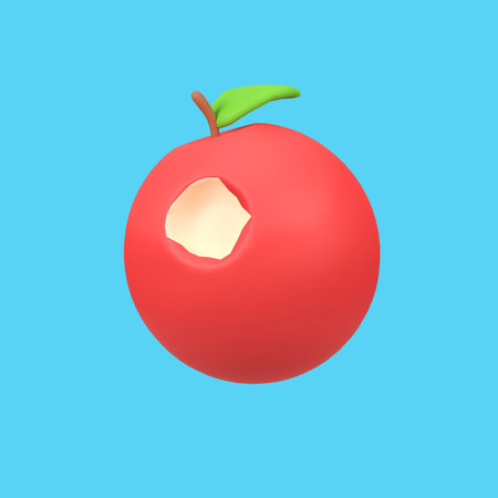 Red Apple with Bite isolated 3d render icon illustrationの写真素材