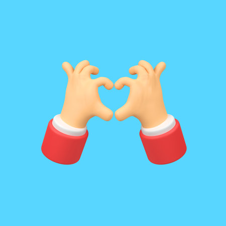 Fingers folded in love shape isolated 3d render icon illustrationの写真素材