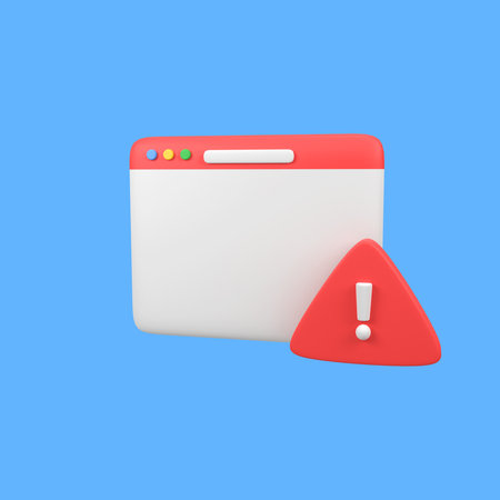 Web page with attention exclamation sign isolated 3d render icon illustration
