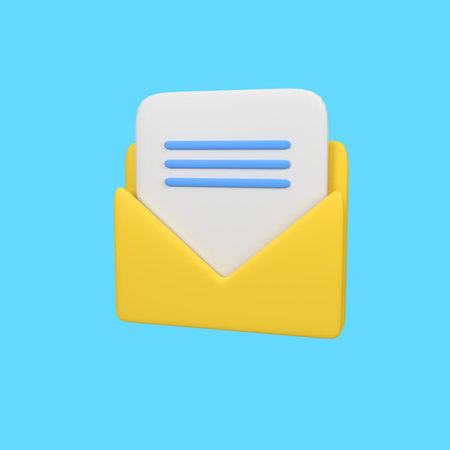 Open envelope with paper sheet Isolated 3D Render Icon Illustrationの写真素材