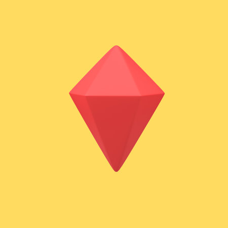 Red diamond Isolated 3D Render Icon Illustrationの写真素材