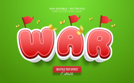 Red war cartoon style 3d text effect editableのイラスト素材