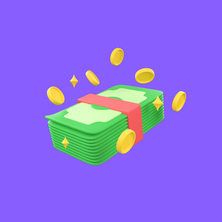 Money Stack with Coins isolated 3d render icon illustration