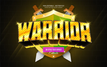Warrior Gold Glow 3D Text Effect Editableのイラスト素材