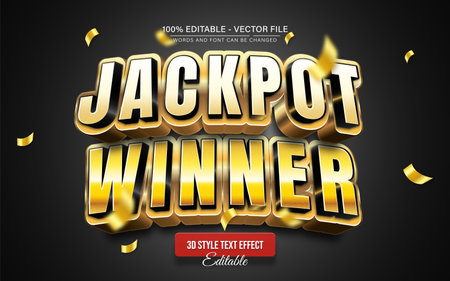 Jackpot Winner Modern Gold 3D Text Effect Editableのイラスト素材
