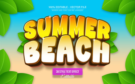 Summer Beach Cartoon Text Effect Editableのイラスト素材