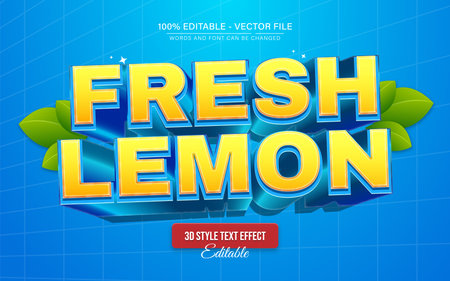 Fresh Lemon 3D Cartoon Text Effect Editableのイラスト素材