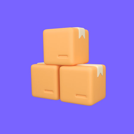 Stack of Delivery Boxes isolated 3d render icon illustrationの写真素材