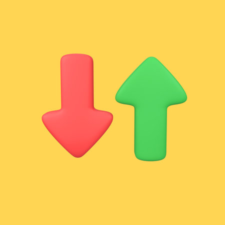 Arrow down and up isolated 3d render icon illustration