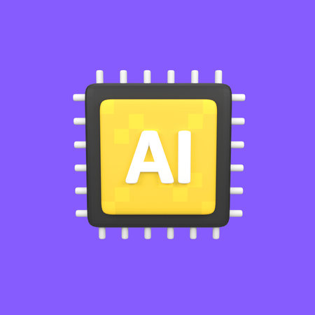 Ai microchip isolated 3d render icon illustration