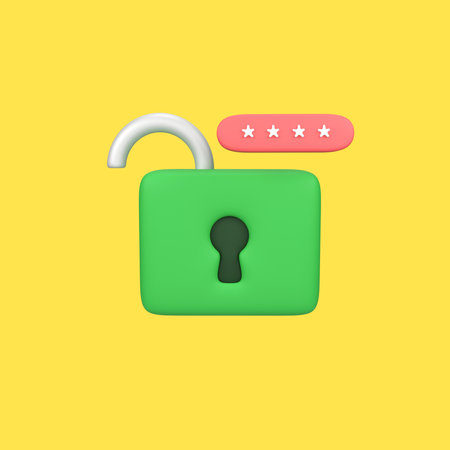 Padlock opens with password pin isolated 3d render icon illustrationの写真素材