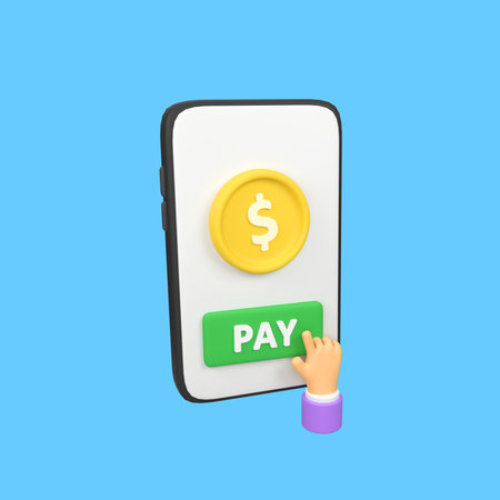 Mobile payment isolated 3d render icon illustrationの写真素材