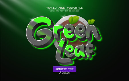 Green Leaf Dark 3D Text Effect Editableのイラスト素材