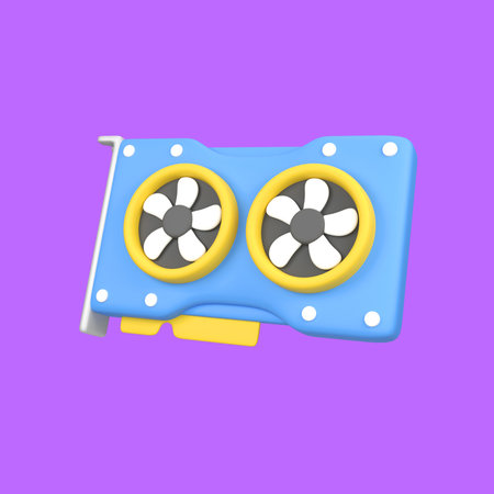 Computer VGA graphics card isolated 3d render icon illustration