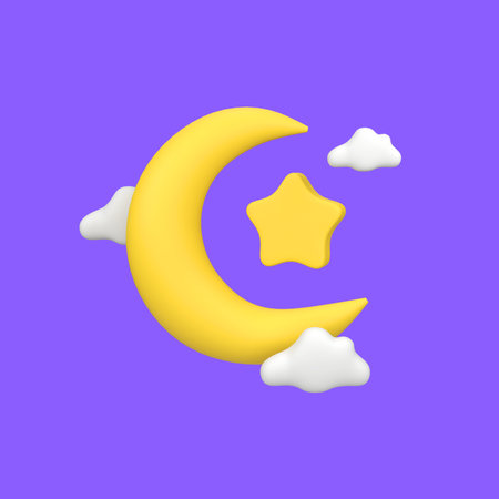 Islamic moon and star isolated 3d render icon illustrationの写真素材