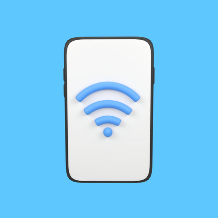 Mobile phone with wifi signal isolated 3d render icon illustration