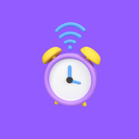 Smart clock alarm isolated 3d render icon illustrationの写真素材