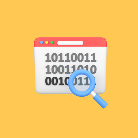 Web with binary code isolated 3d render icon illustration