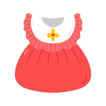 Pink Babydoll Dress Ruffle Collar Flower Illustrationの写真素材