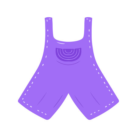 Cute Hand-Drawn Purple Baby Overall Illustration, Minimalist Jumpsuitの写真素材