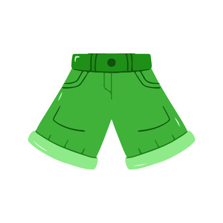Cute Cartoon Green Shorts with Belt Illustrationの写真素材