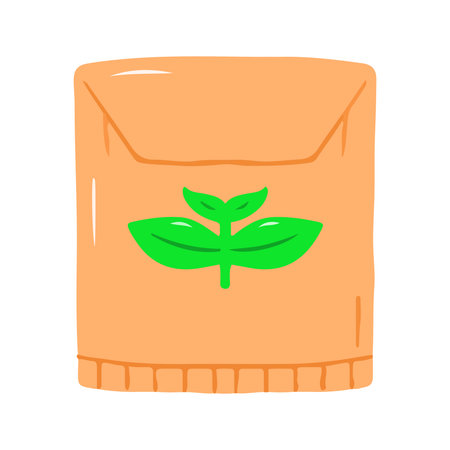 Cute Cartoon Seed Packet Envelope with Green Sprout Leaf Illustrationの写真素材