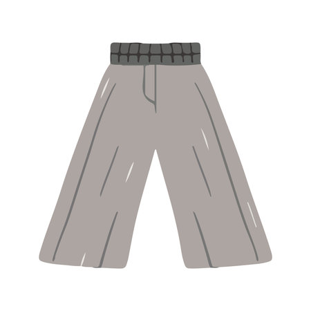 Cute Cartoon Wide Leg Trousers or Casual Gray Pants Illustrationの写真素材