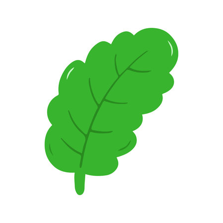 Simple Green Botanical Leaf Hand-Drawn Illustration Clipartの写真素材