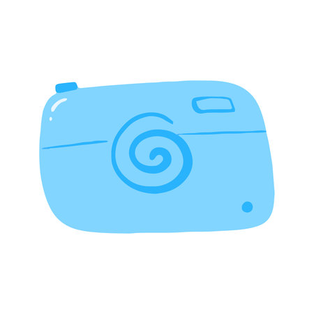 Simple Blue Instant Camera with Spiral Lens Illustrationの写真素材