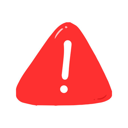 Bright Red Hand-Drawn Exclamation Mark Warning Signの写真素材