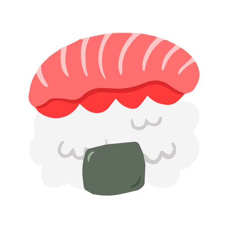 Simple Nigiri Sushi with Salmon Topping Hand Drawn Illustrationの写真素材
