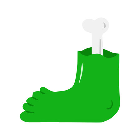 Green Zombie Foot with Exposed Bone Halloween Illustrationの写真素材