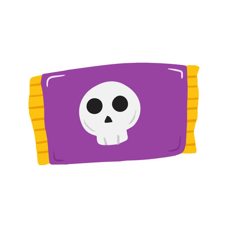 Purple Candy Wrapper with White Skullの写真素材
