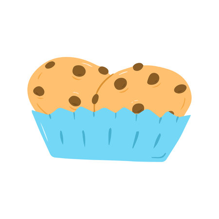 Chocolate Chip Muffin in Blue Wrapperの写真素材