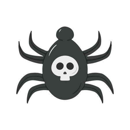 Scary Spider with Skull Symbol Halloween Illustrationの写真素材